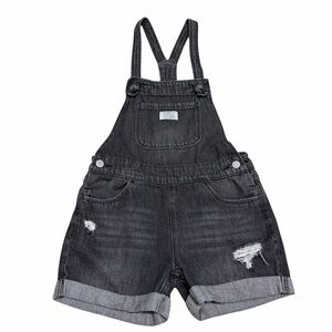 Levi's Girls Knot Strap Distressed Black Denim Shortalls Overalls | Size 12 Reg